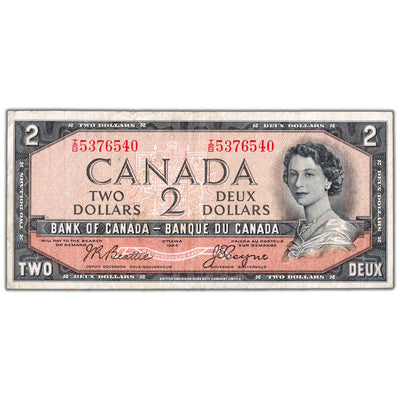 $2 1954 Bank of Canada Note Devil Face I/B Prefix BC-30b - VF
