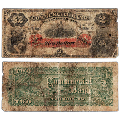 SOLD $2 1888 Commercial Bank of Newfoundland Note #185-18-04 - Filler