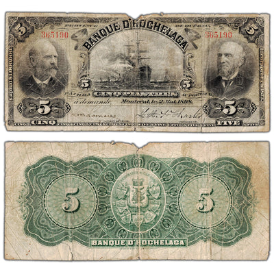 $5 1898 Banque D'Hochelaga Canada Chartered Note #360-18-02 - Issues