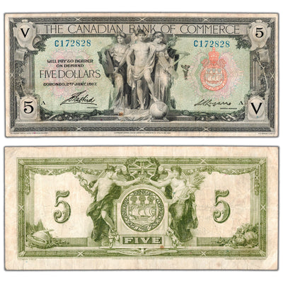 $5 1917 Canadian Bank of Commerce Chartered Note #75-16-04-06a - VF (spots)