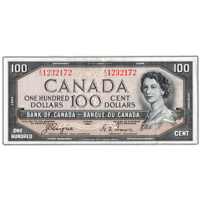 SOLD $100 1954 Bank of Canada Note Devil Face Coyne-Towers BC-35a - VF/EF