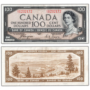 SOLD $100 1954 Bank of Canada Note Devil Face Coyne-Towers BC-35a - VF/EF
