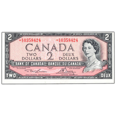 SOLD $2 1954 Bank of Canada Note *K/G Replacement Prefix BC-38dA - Uncirculated