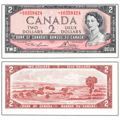 SOLD $2 1954 Bank of Canada Note *K/G Replacement Prefix BC-38dA - Uncirculated