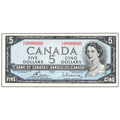 SOLD $5 1954 Bank of Canada Note Bouey-Rasminsky V/X Prefix BC-39c - Ch UNC
