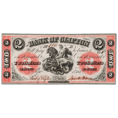 $2 1861 Bank of Clifton Canada Note #125-12-12 - EF
