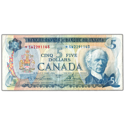 $5 1972 Bank of Canada Note *SW Replacement Prefix BC-48bA - F/VF