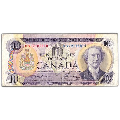 $10 1971 Bank of Canada Note *VJ Replacement Prefix BC-49cA - F/VF