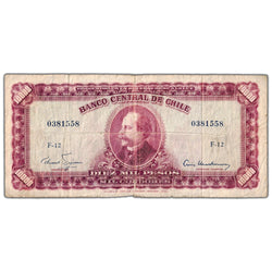 Chile ND (1961) 10,000 Mil Pesos P #132b - Tear/Writing