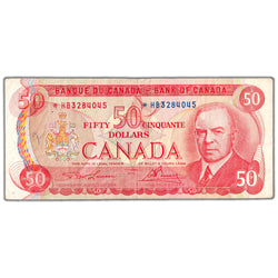 SOLD $50 1975 Bank of Canada Note *HB Replacement Prefix BC-51aA - Minor Pencil/Minor Hole
