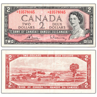 SOLD $2 1954 Bank of Canada Note *A/G Replacement Prefix Above 3.2M BC-38cA - EF