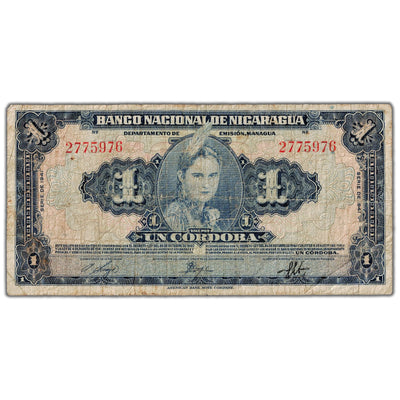 Nicaragua 1941 1 One Cordoba Note P #90a - Circulated