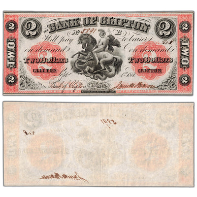 $2 1861 Bank of Clifton Canada Note #125-12-12 - EF