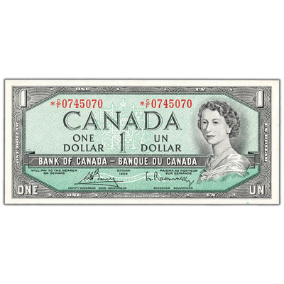 SOLD $1 1954 Bank of Canada Note *C/F Replacement Prefix BC-37cA - Uncirculated