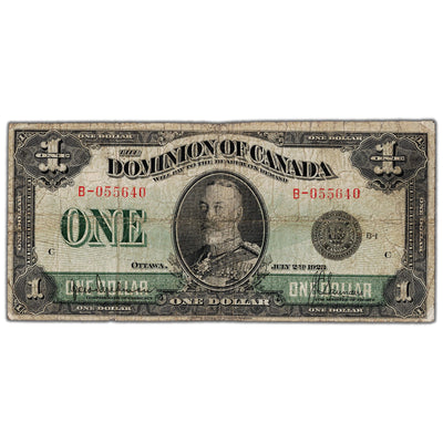 $1 1923 Dominion of Canada Note Black Seal Series B DC-25a - VG