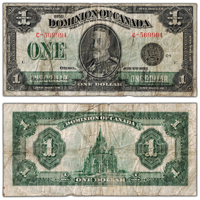 $1 1923 Dominion of Canada Note Black Seal Series C DC-25a - VG