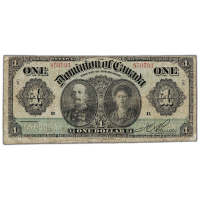 SOLD $1 1911 Dominion of Canada Note Green Line Series E DC-18b - Circulated