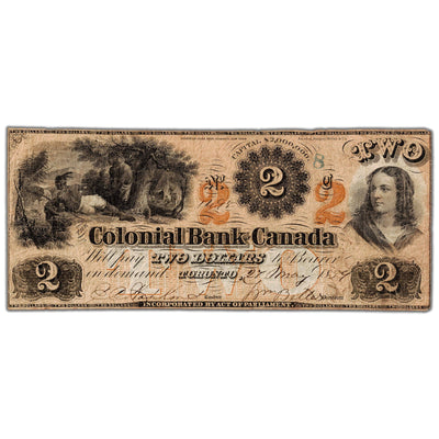 $2 1859 Colonial Bank of Canada Note - #130-10-02-04 - Circulated