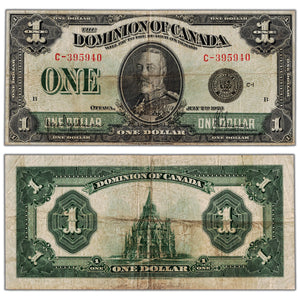 $1 1923 Dominion of Canada Note Black Seal Series C DC-25a - Fine