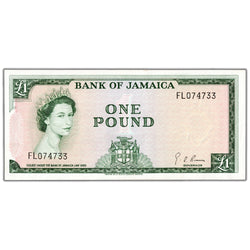 Jamaica ND (1964) 1 One Pound Note P #51Ce - EF/AU