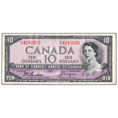 $10 1954 Bank of Canada Note Devil Face I/D Prefix BC-32b - VF