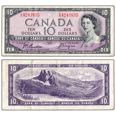 $10 1954 Bank of Canada Note Devil Face I/D Prefix BC-32b - VF