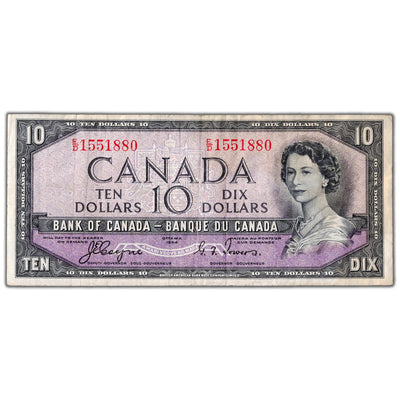 $10 1954 Bank of Canada Note Devil Face E/D Changeover Prefix BC-32a - Fine