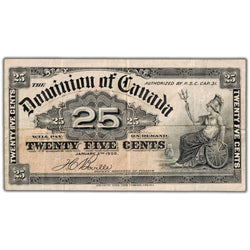 25 Cents 1900 Dominion of Canada Shinplaster Note DC-15b - VF