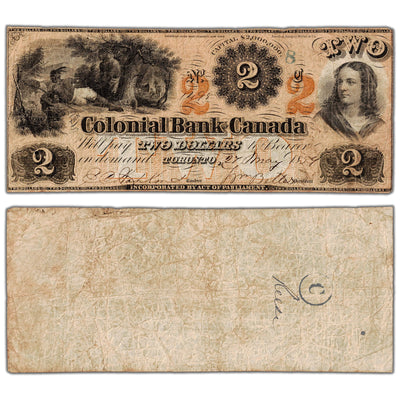 $2 1859 Colonial Bank of Canada Note - #130-10-02-04 - Circulated