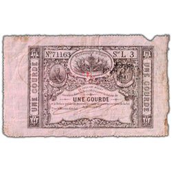 Haiti 1827 1 One Gourde Note P #41 - Missing Piece