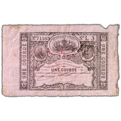 Haiti 1827 1 One Gourde Note P #41 - Missing Piece