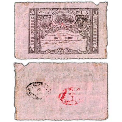 Haiti 1827 1 One Gourde Note P #41 - Missing Piece