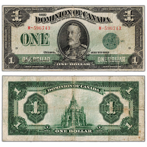 $1 1923 Dominion of Canada Note Green Seal Series M DC-25d - VG/F