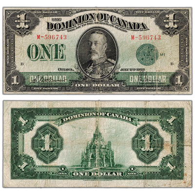 $1 1923 Dominion of Canada Note Green Seal Series M DC-25d - VG/F
