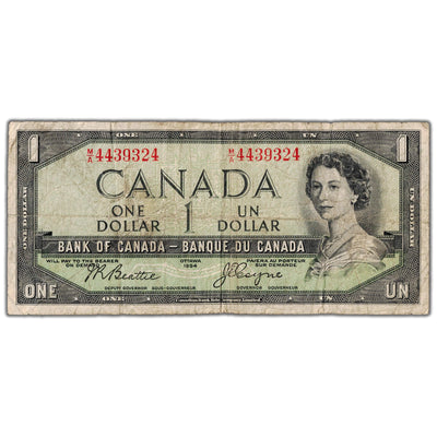SOLD $1 1954 Bank of Canada Note Devil Face M/A Prefix BC-29b - VG