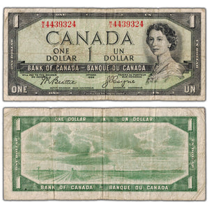 SOLD $1 1954 Bank of Canada Note Devil Face M/A Prefix BC-29b - VG