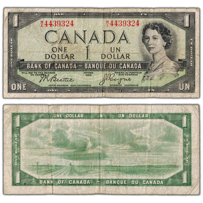 SOLD $1 1954 Bank of Canada Note Devil Face M/A Prefix BC-29b - VG