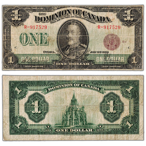$1 1923 Dominion of Canada Note Bronze Seal Series R DC-25e - VG