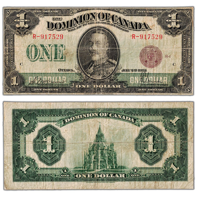 $1 1923 Dominion of Canada Note Bronze Seal Series R DC-25e - VG