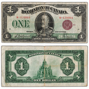 $1 1923 Dominion of Canada Note Bronze Seal Series N DC-25e - Fine