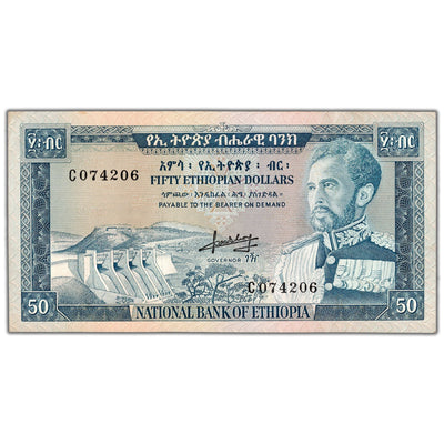 Ethiopia ND (1966) $50 Fifty Dollars Note P #28a - AU