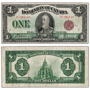 $1 1923 Dominion of Canada Note Bronze Seal Series P DC-25e - Fine+