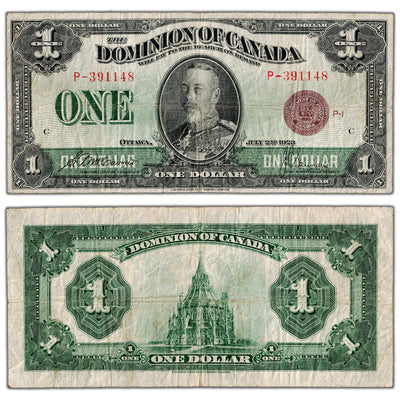 $1 1923 Dominion of Canada Note Bronze Seal Series P DC-25e - Fine+