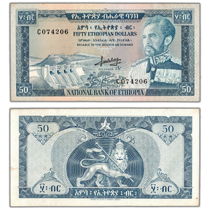 Ethiopia ND (1966) $50 Fifty Dollars Note P #28a - AU