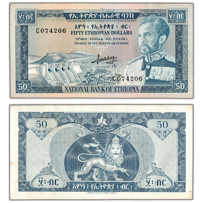 Ethiopia ND (1966) $50 Fifty Dollars Note P #28a - AU