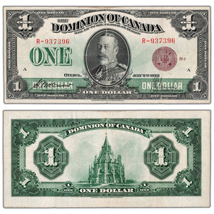 $1 1923 Dominion of Canada Note Bronze Seal Series R DC-25e - VF/EF