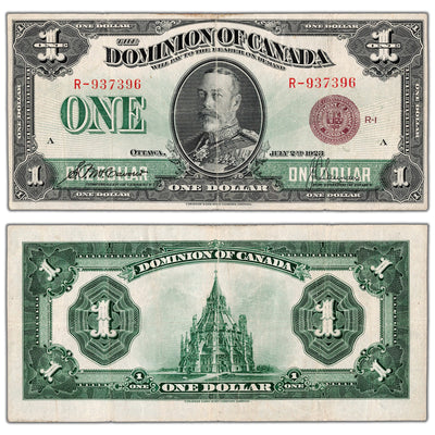 $1 1923 Dominion of Canada Note Bronze Seal Series R DC-25e - VF/EF