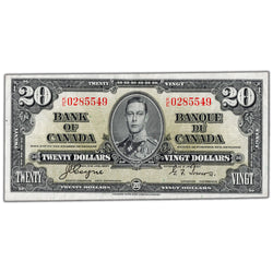 $20 1937 Bank of Canada Note Coyne-Towers K/E Prefix BC-26c - EF