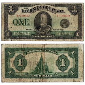 $1 1923 Dominion of Canada Note Black Seal Series T DC-25f - About VG