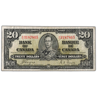 $20 1937 Bank of Canada Note Coyne-Towers K/E Prefix BC-26c - Fine